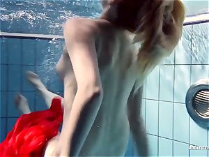 steaming blond Lucie French teen in the pool