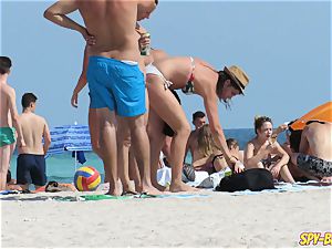 horny first-timer giant melons teenagers spycam Beach flick